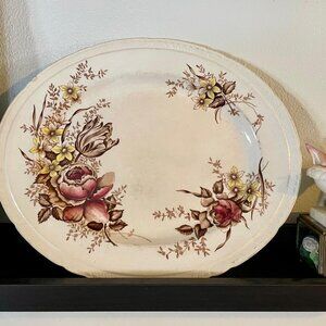 Vintage English Rose Platter Royal Tudor Ware Staffordshire Floral Transferware